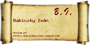 Babiczky Iván névjegykártya