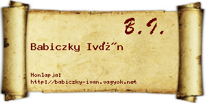 Babiczky Iván névjegykártya